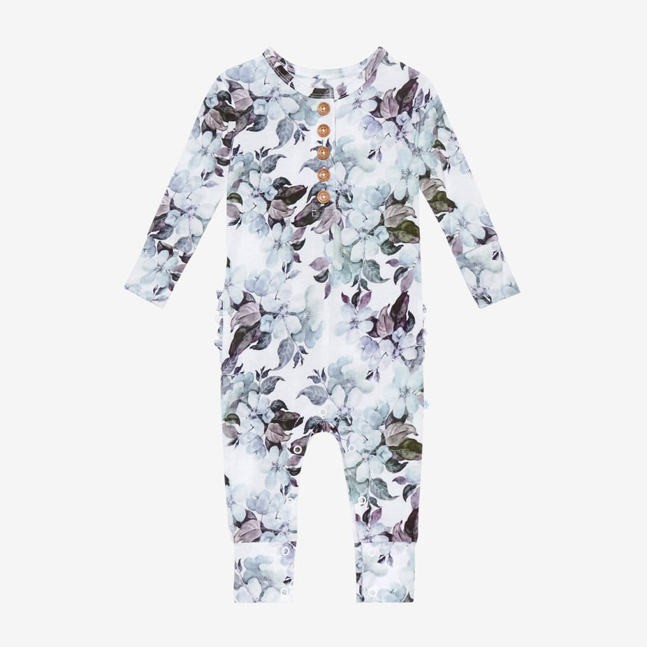 Jules Floral Long Sleeve Ruffled Henley Romper