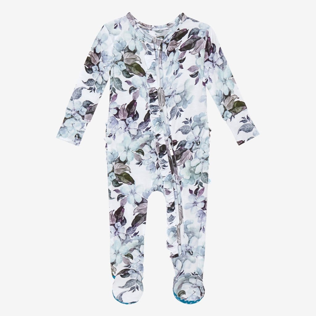 Jules Floral Footie Ruffled Zippered One Piece