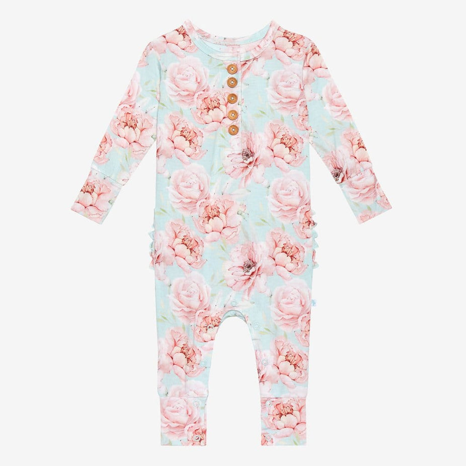 Kennedy Long Sleeve Ruffled Henley Romper