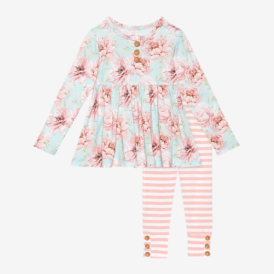 Kennedy Long Sleeve Henley Peplum Leggings Set
