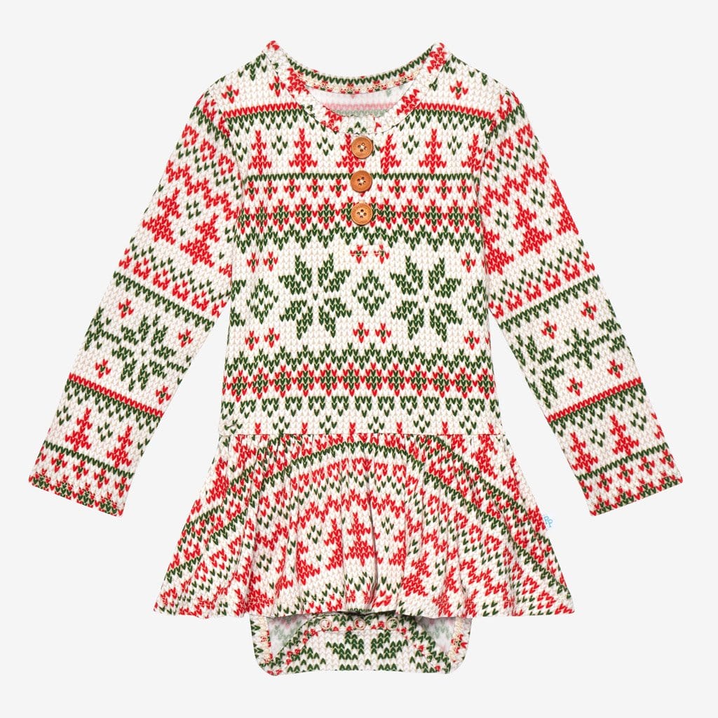 Nicholas Long Sleeve Henley Twirl Skirt Bodysuit