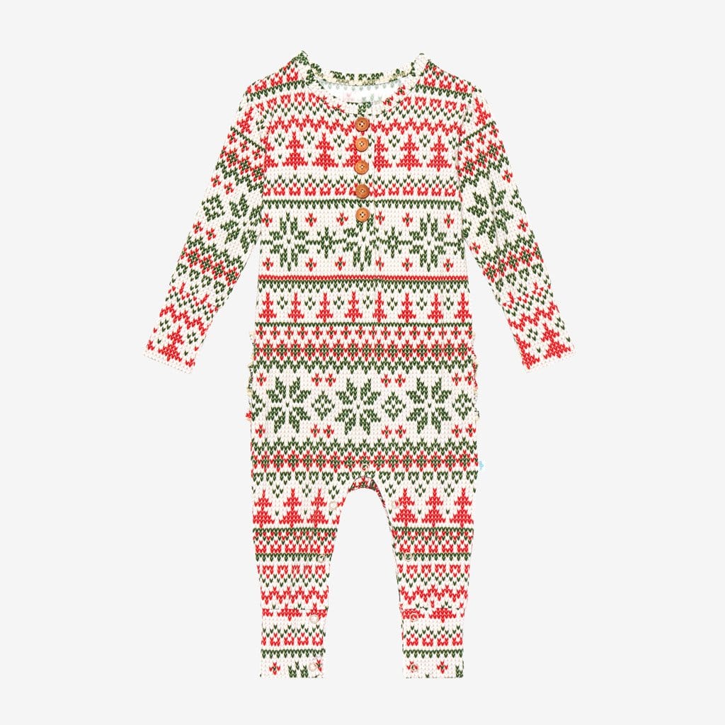 Nicholas Long Sleeve Ruffled Henley Romper