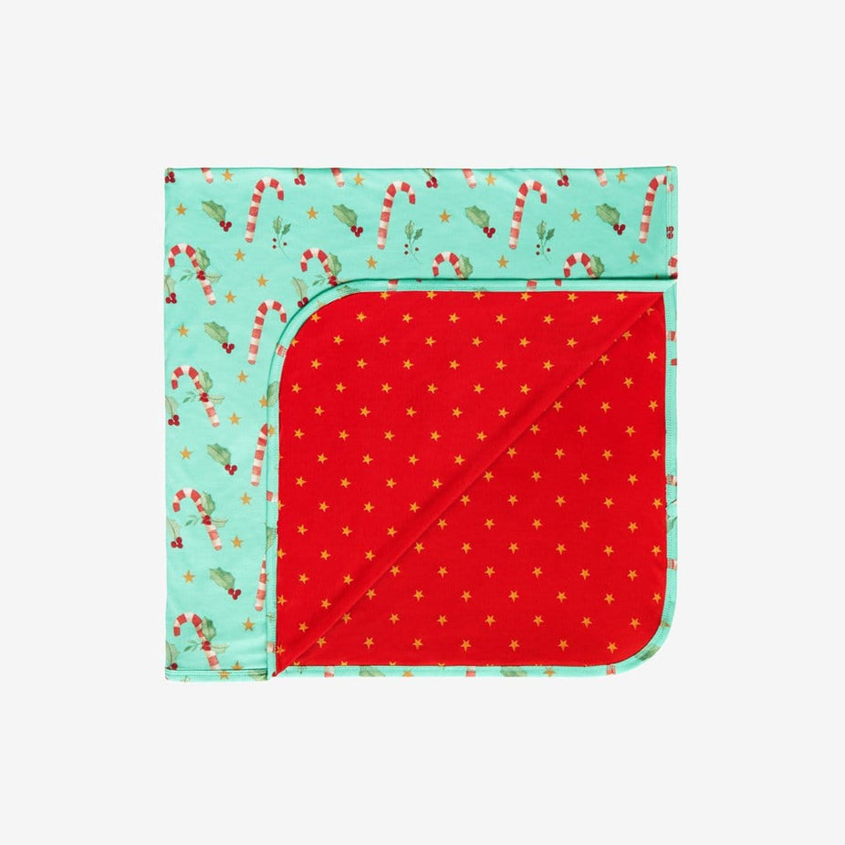 Peppermint & Red Stars Patoo folded with candy cane print