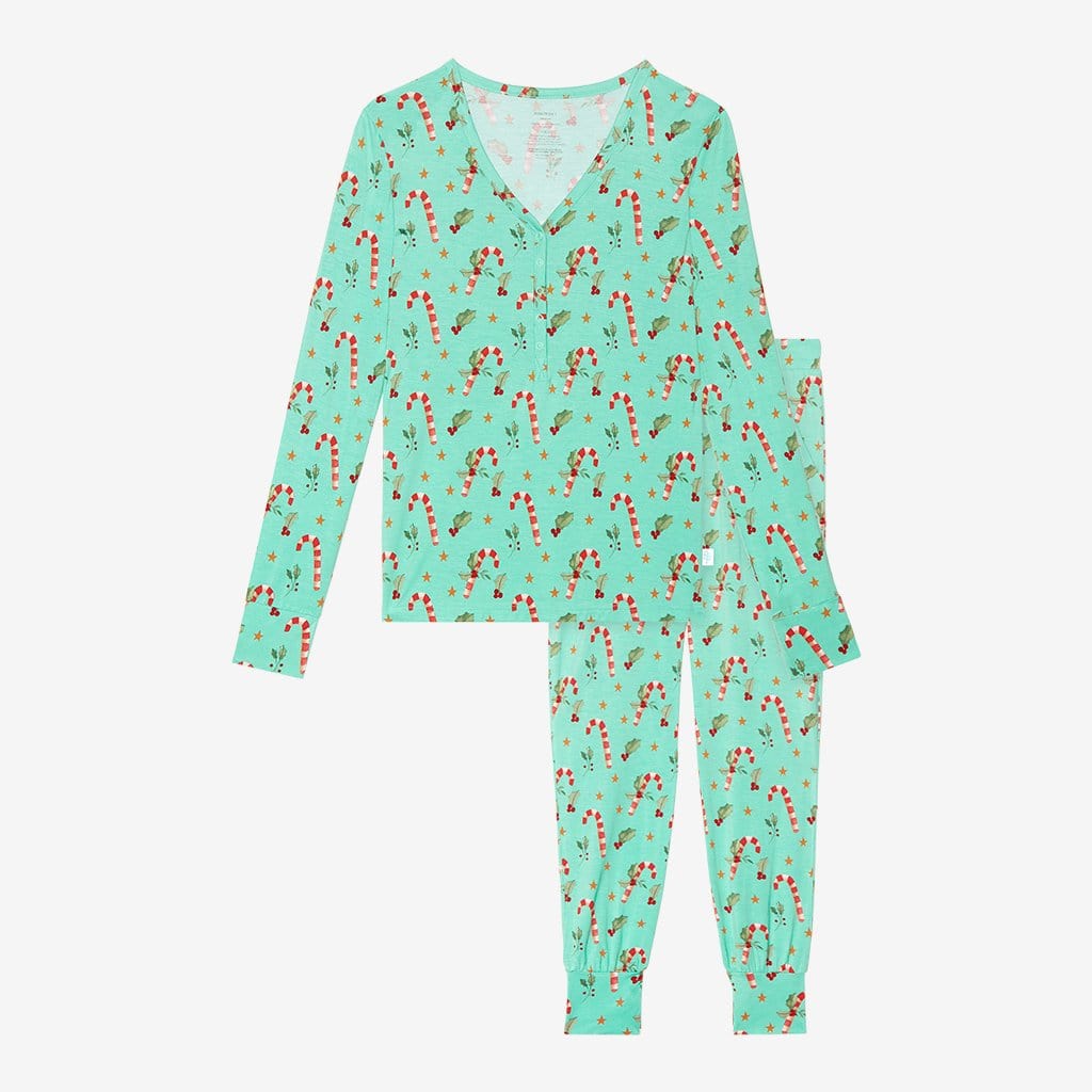 Peppermint Women's Long Sleeve Loungewear on candy cane print