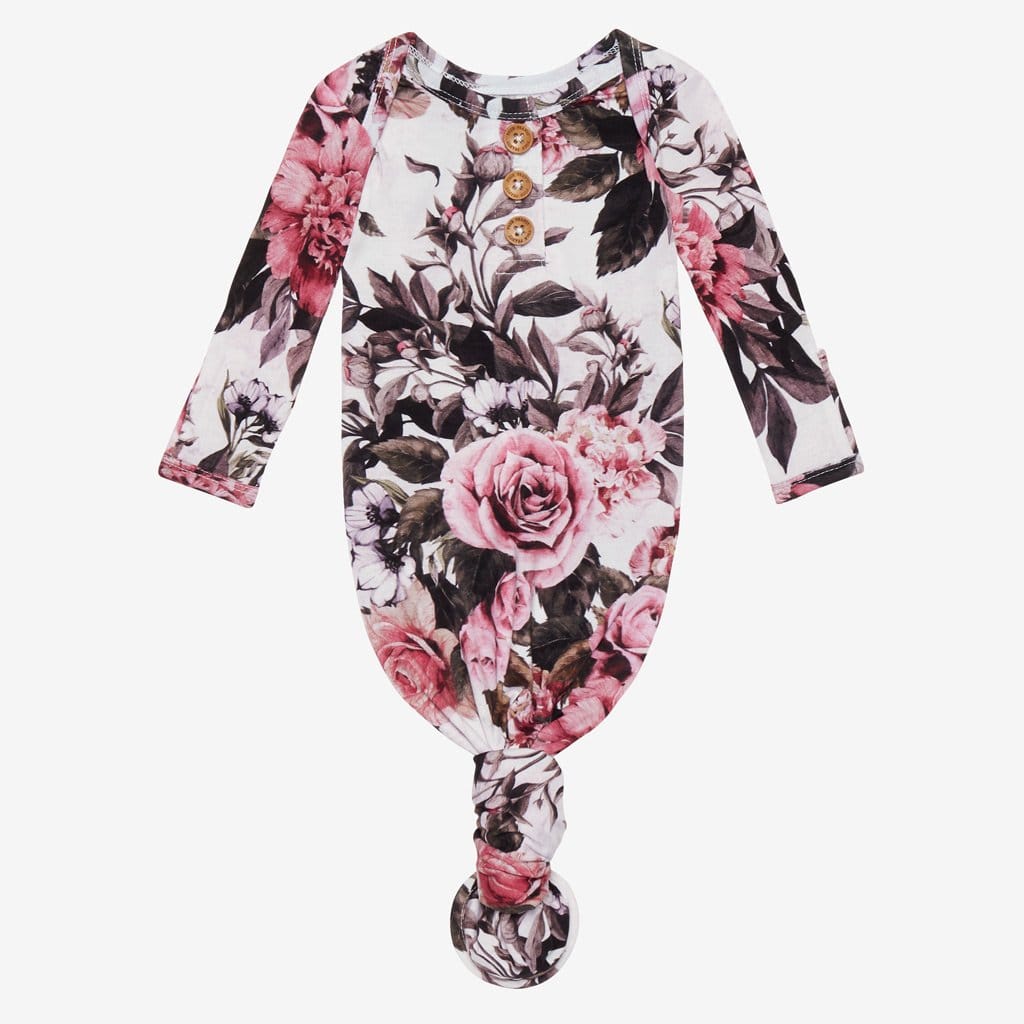 Rima Pink Floral Button Knotted Gown
