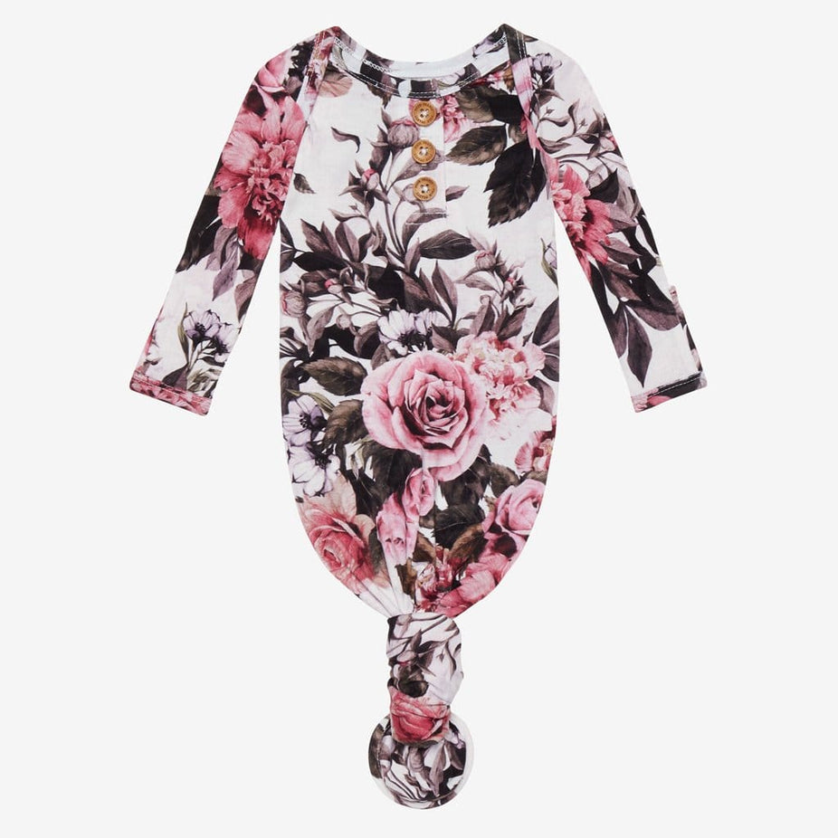 Rima Pink Floral Button Knotted Gown