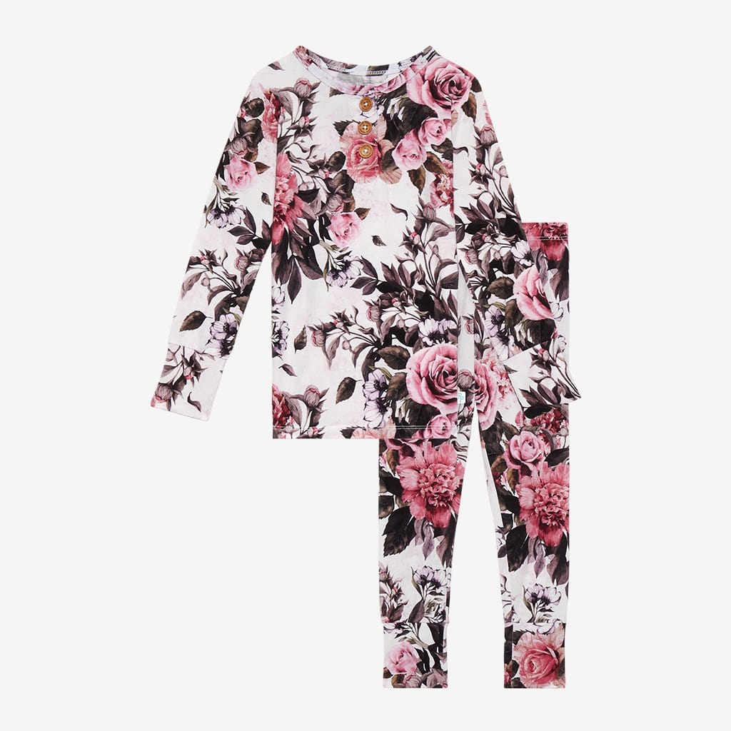 Rima Pink Floral Long Sleeve Henley Pajamas