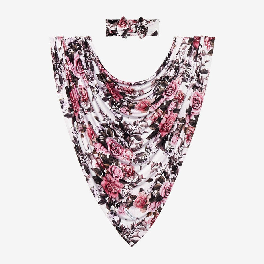 Rima Pink Floral Swaddle Headband Set