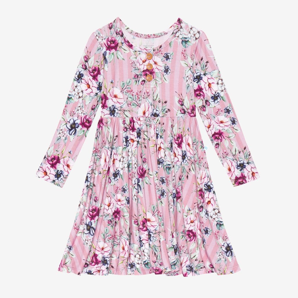 Rosalyn Long Sleeve Henley Twirl Dress
