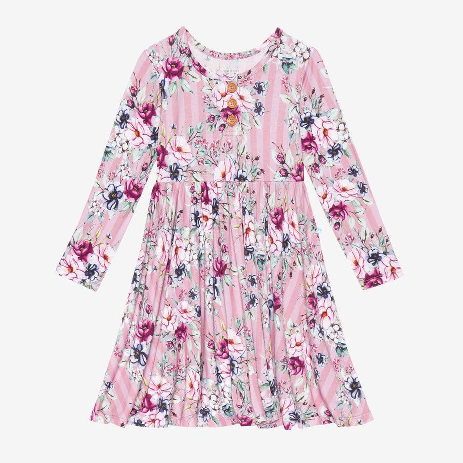 Rosalyn Long Sleeve Henley Twirl Dress