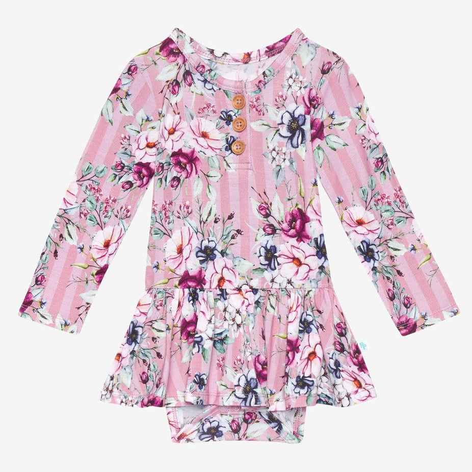 Rosalyn Long Sleeve Henley Twirl Skirt Bodysuit