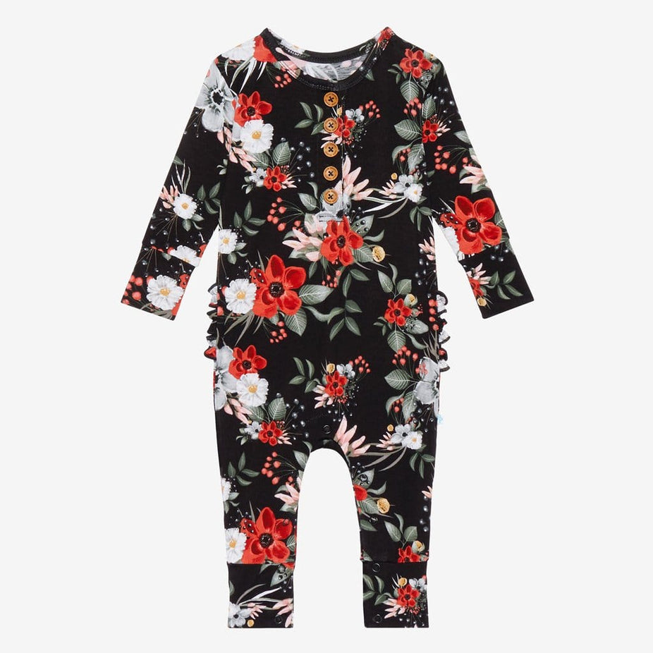 Rowena Long Sleeve Ruffled Henley Romper