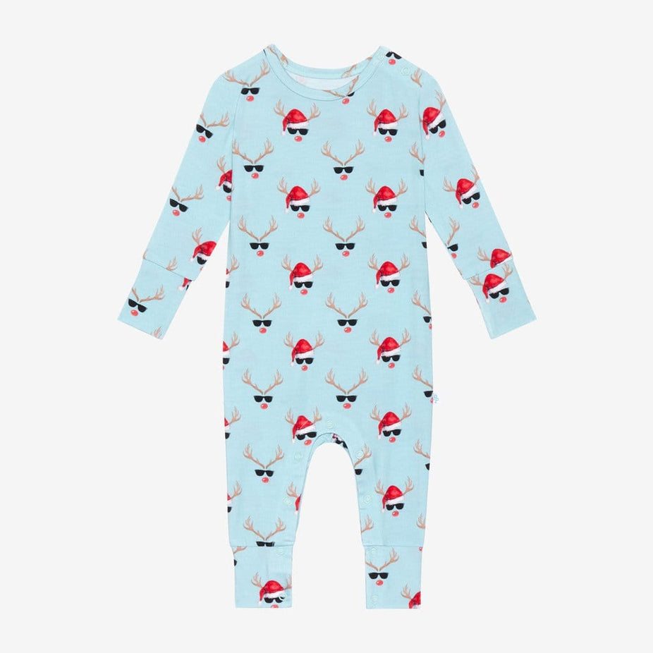 Rudy Long Sleeve Romper with Reindeer Print