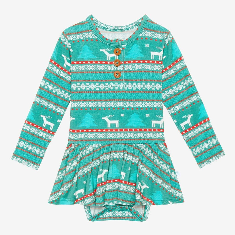 Sebastian Long Sleeve Henley Twirl Skirt Bodysuit