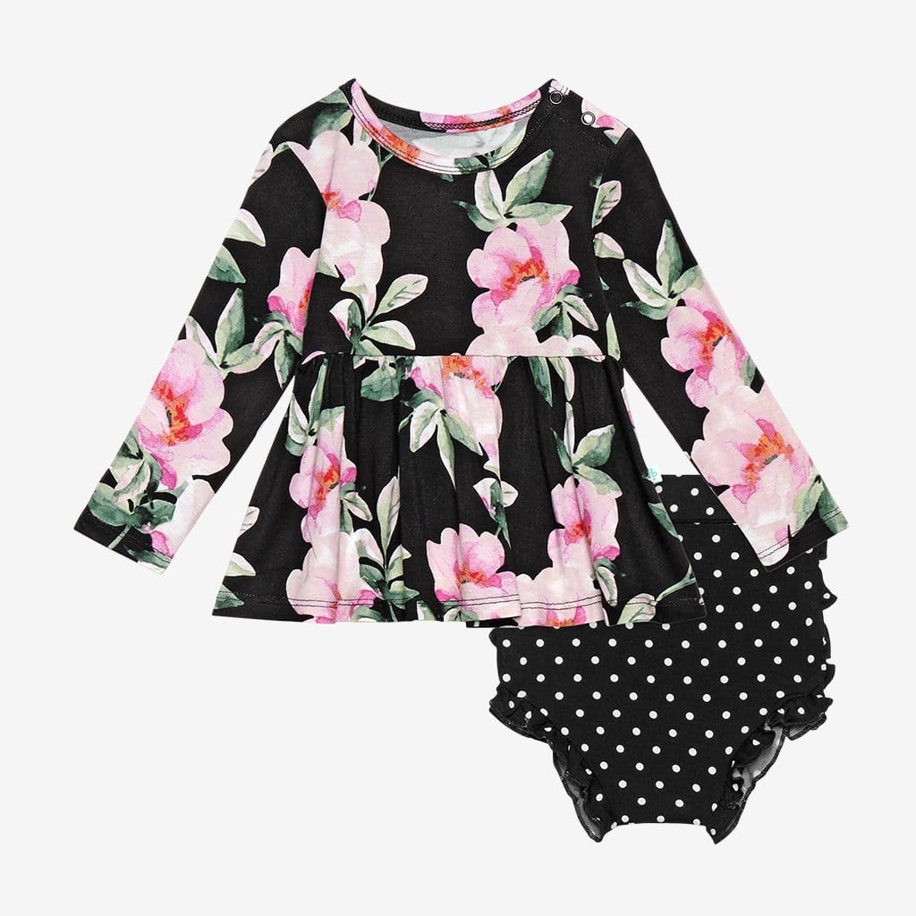Tenni Long Sleeve Peplum Ruffled Bummie Set