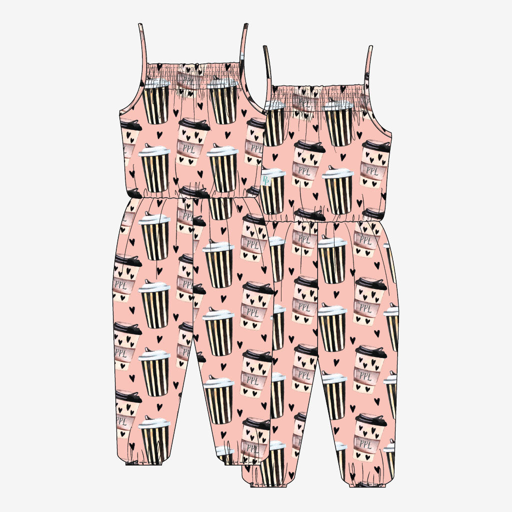Posh Pumpkin Latte Sleeveless Smocked Jumpsuit