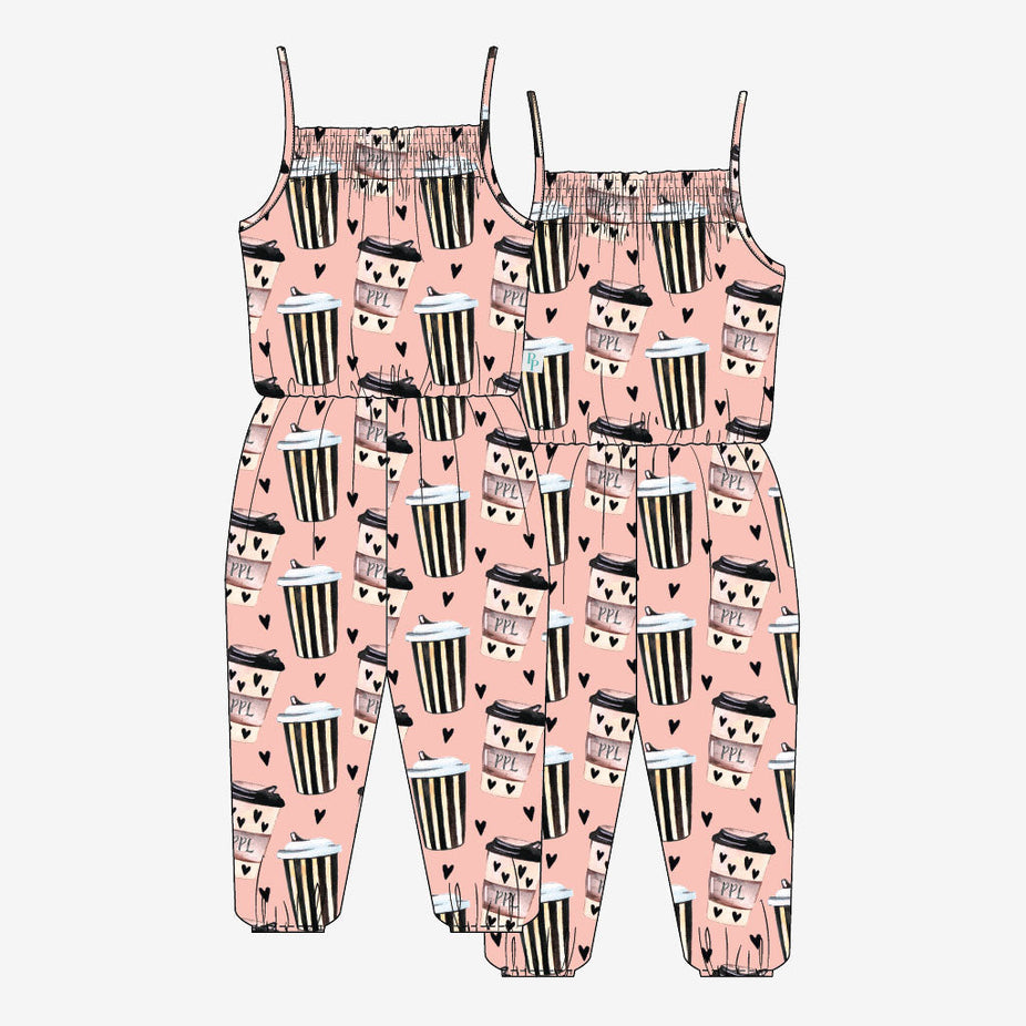 Posh Pumpkin Latte Sleeveless Smocked Jumpsuit