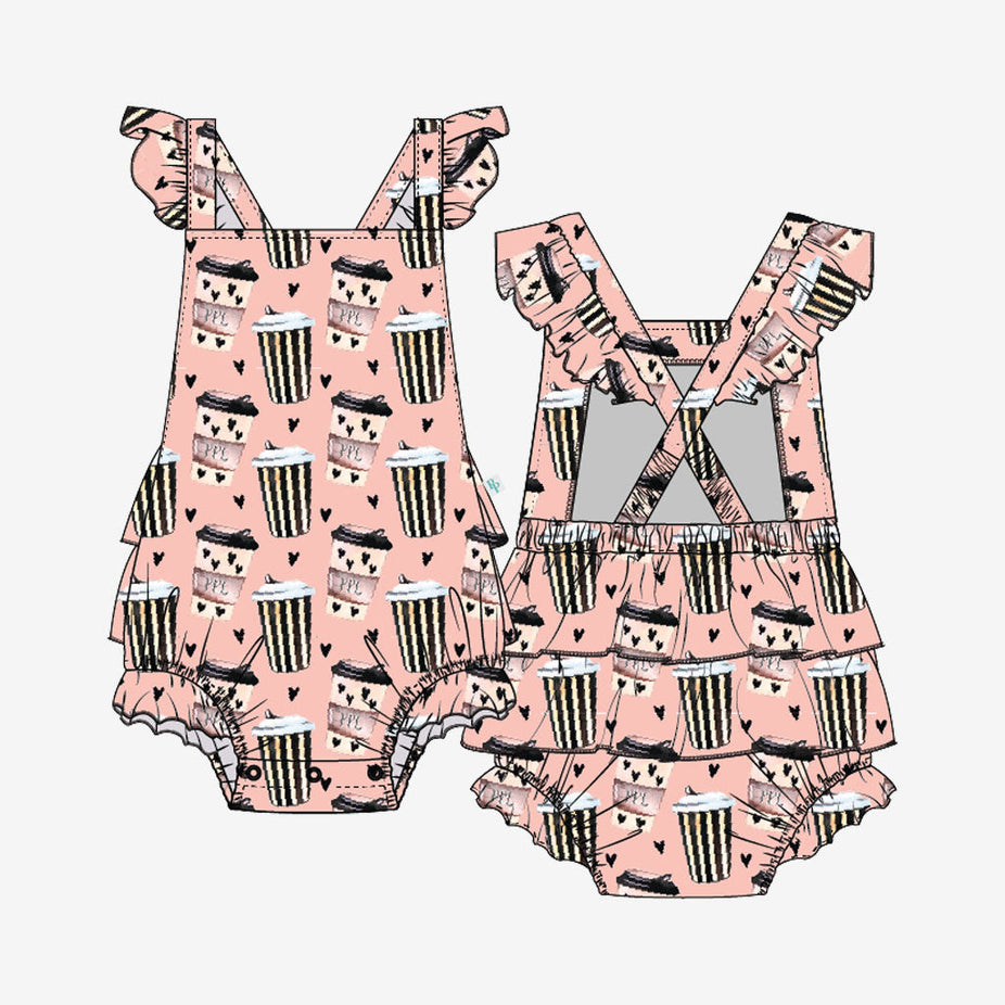 Posh Pumpkin Latte Ruffled Strap Bubble Romper