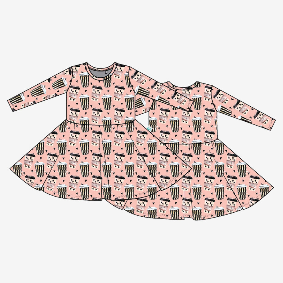 Posh Pumpkin Latte Long Sleeve Twirl Dress