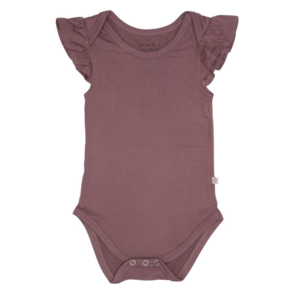 Dark Mauve Ruffled Cap Sleeve Bodysuit