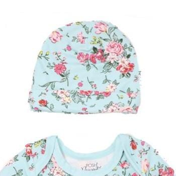 Turquoise Floral Beanie