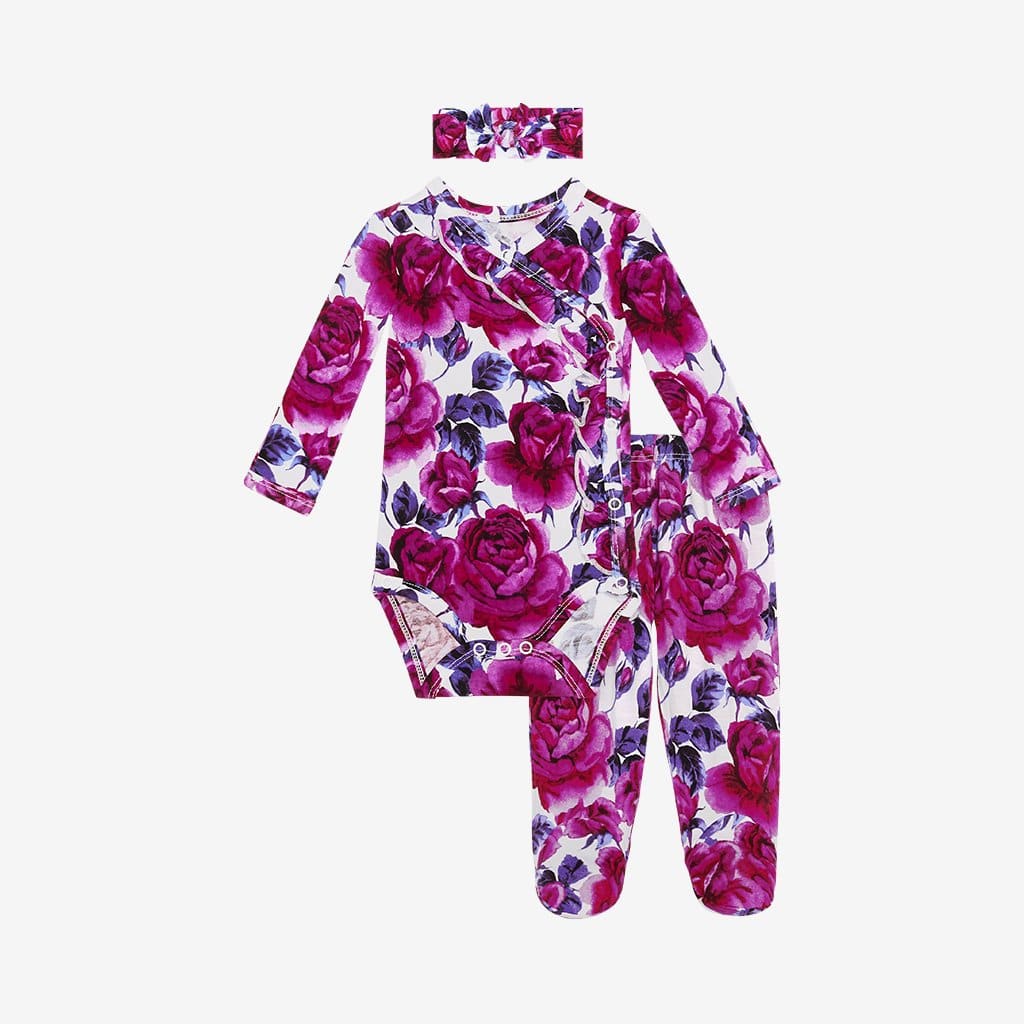 Violet ruffled kimono set