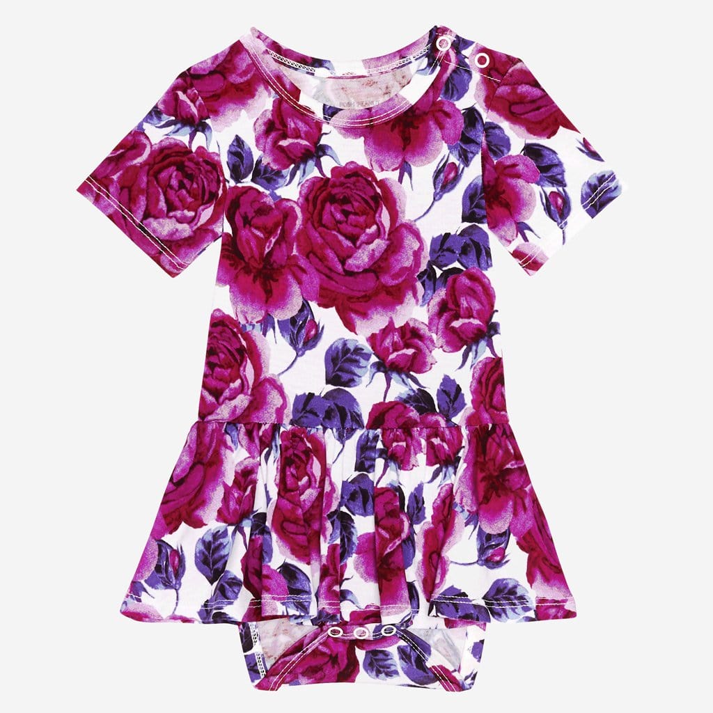 Violet short sleeve twirl skirt bodysuit