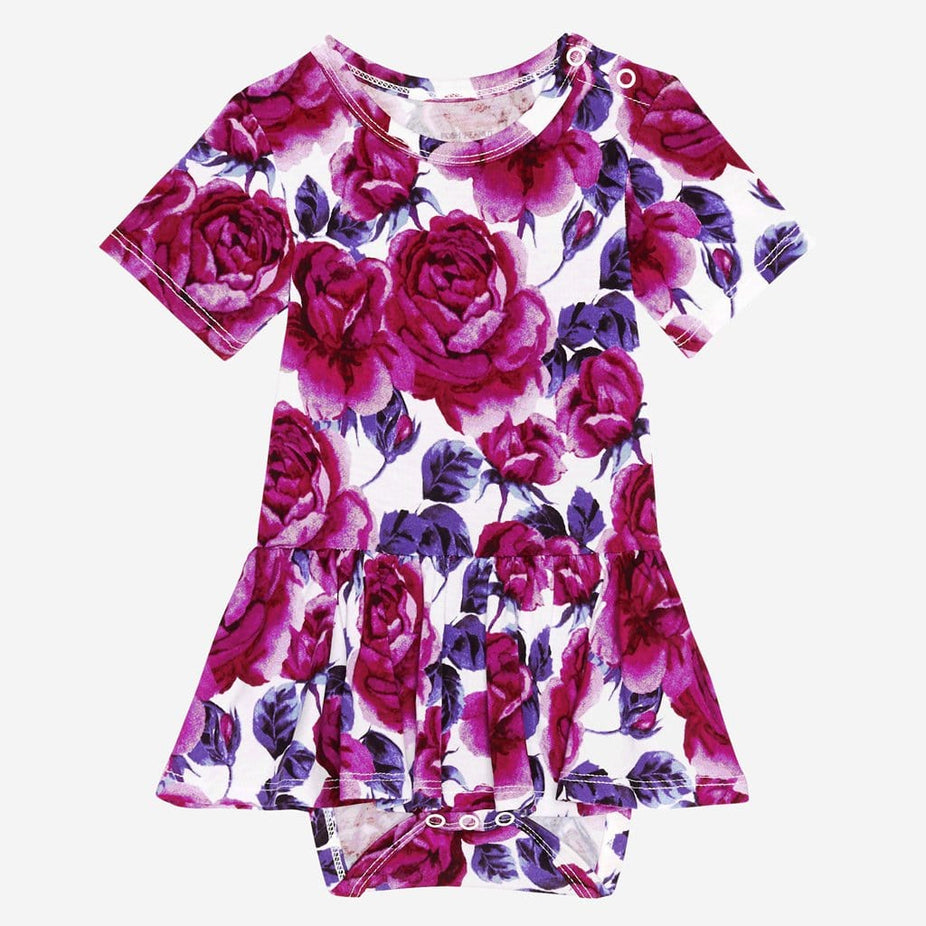 Violet short sleeve twirl skirt bodysuit