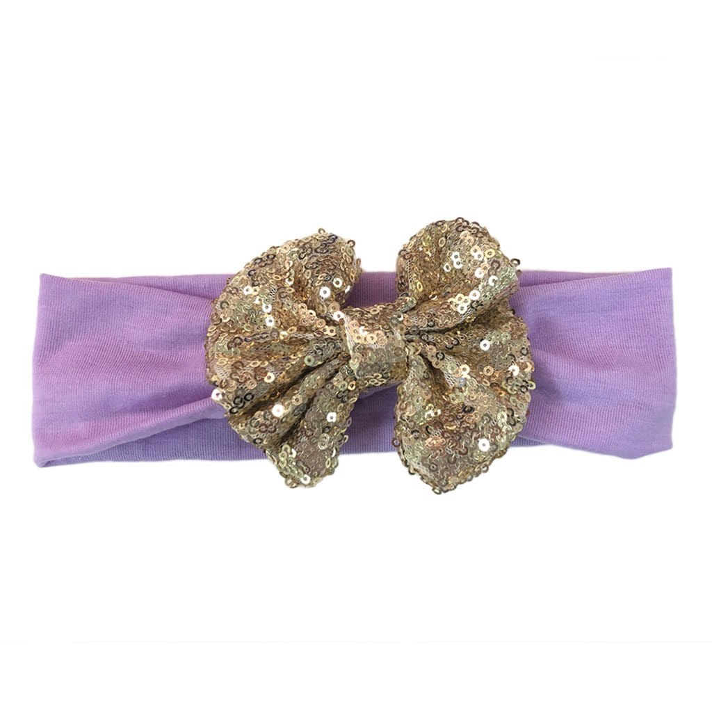 Gold/Lavender Sequin Sparkle Bow Headwrap