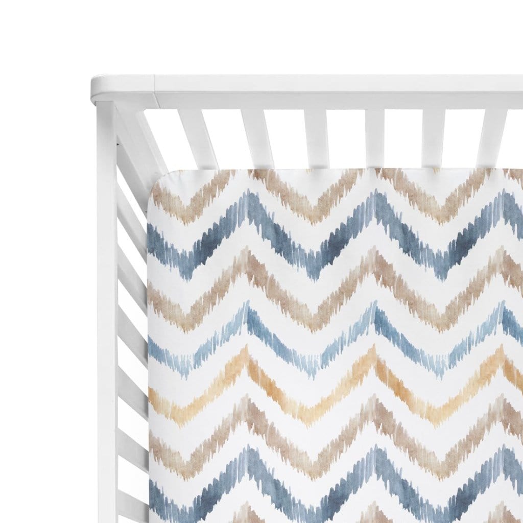 Neutral Watercolor Chevron Crib Sheet