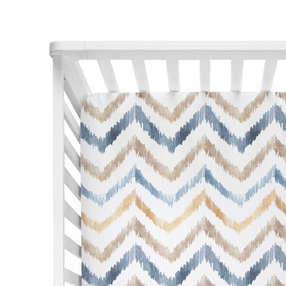 Neutral Watercolor Chevron Crib Sheet