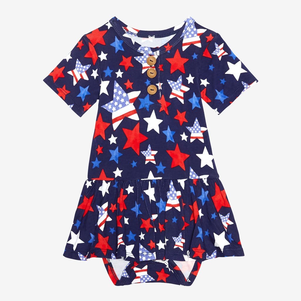 Washington Short Sleeve Henley Twirl Skirt Bodysuit