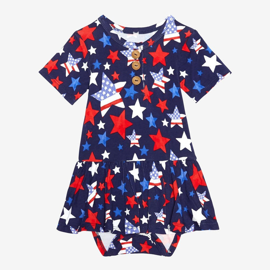 Washington Short Sleeve Henley Twirl Skirt Bodysuit