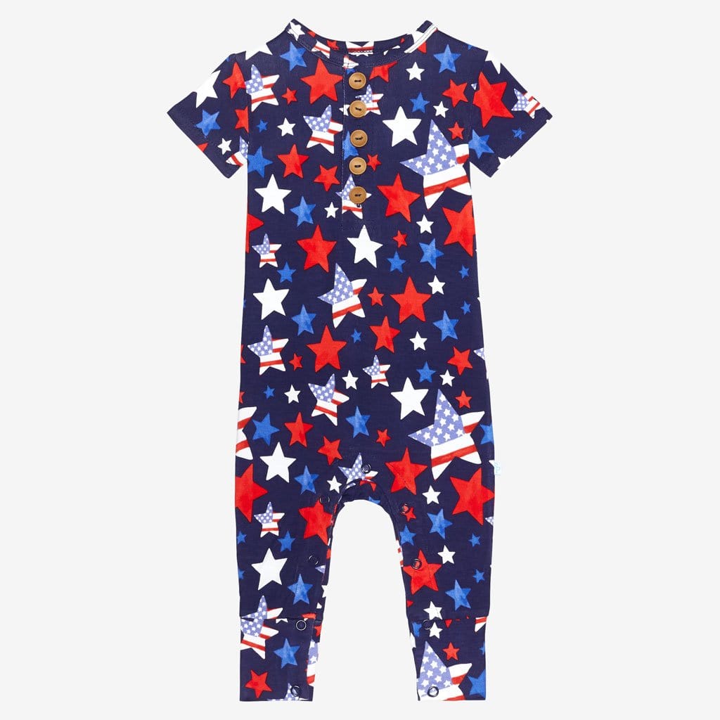 Washington short sleeve henley romper