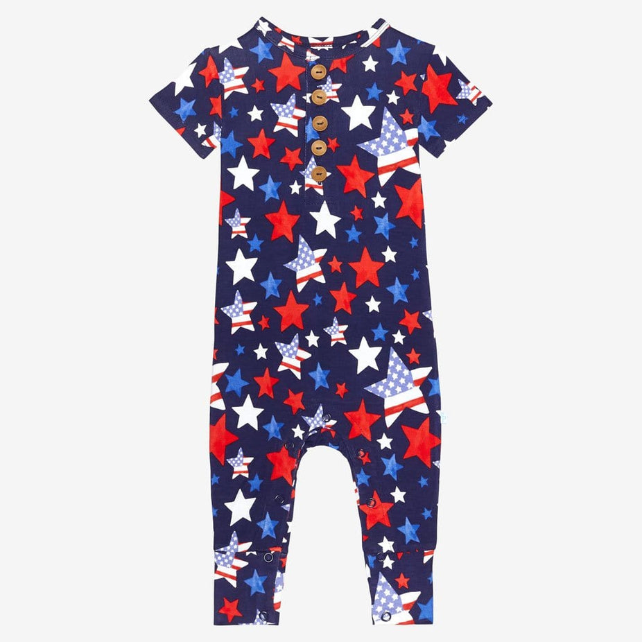 Washington short sleeve henley romper