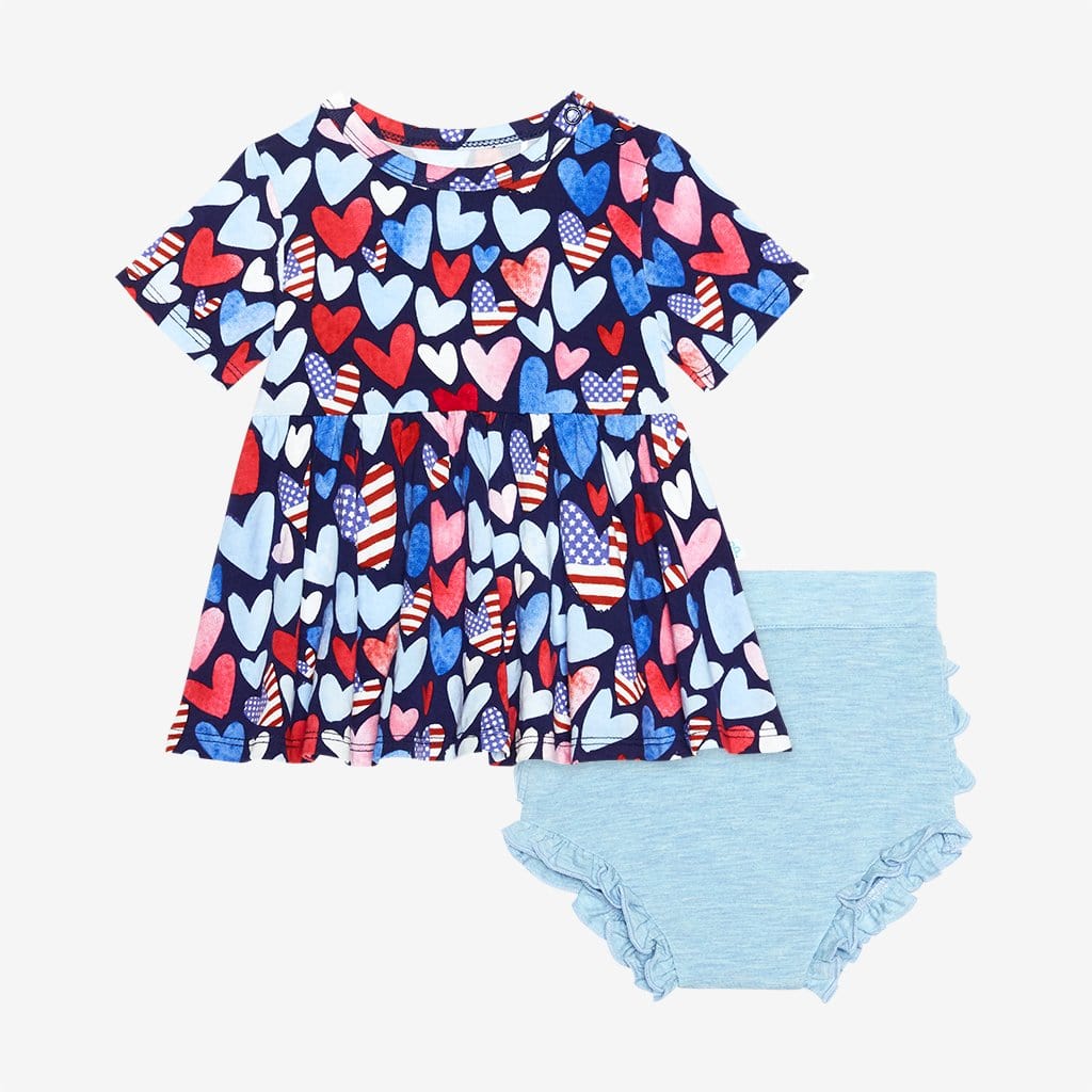 Liberty peplum ruffled bummie set