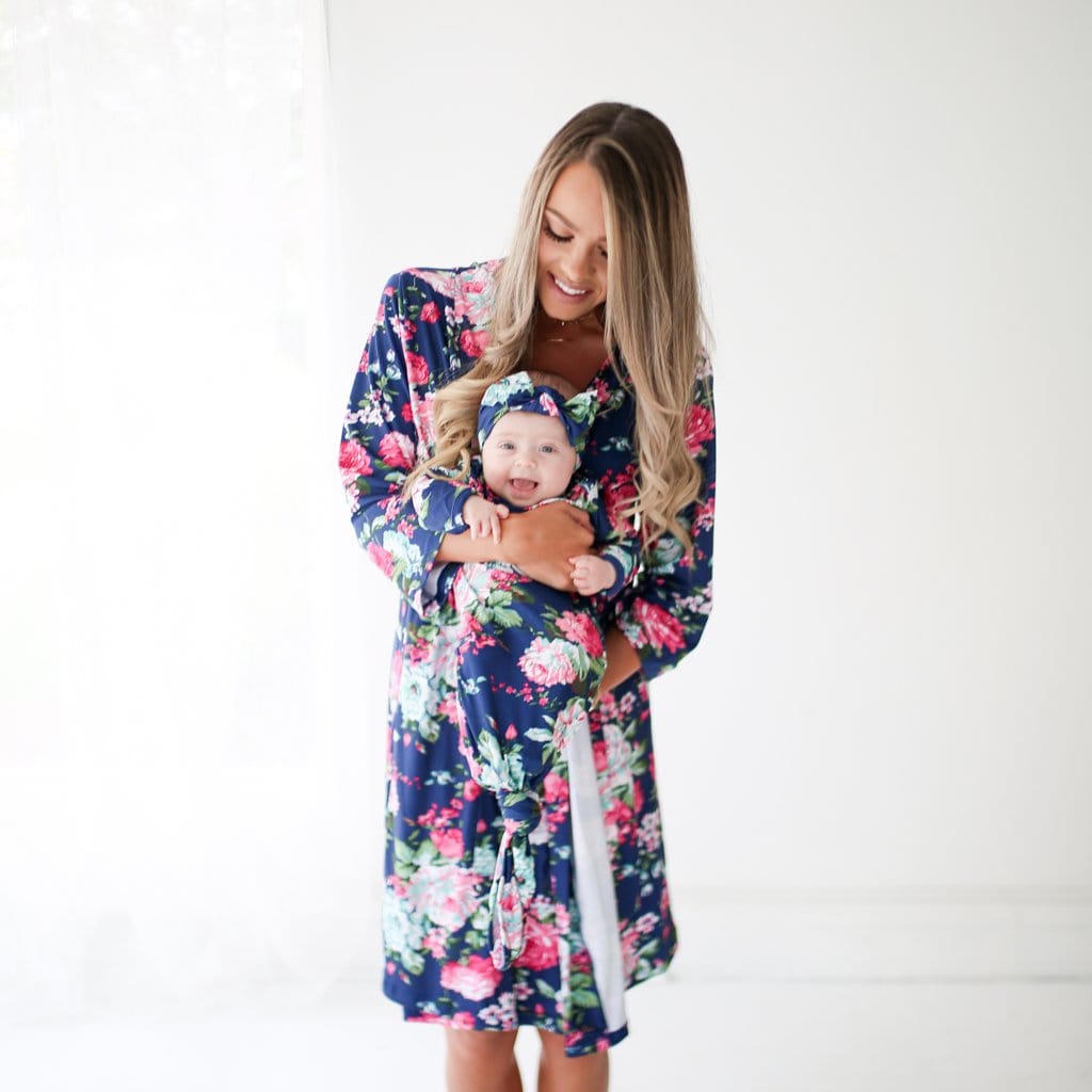 Navy Floral Robe
