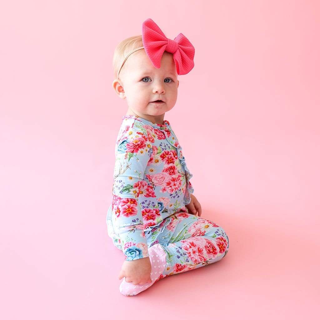 Posh Peanut Fawn Footie Ruffled Zippered One Piece