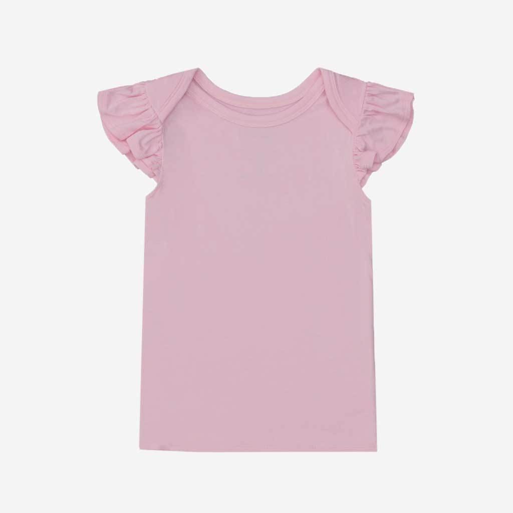 Pink Ruffled Cap Sleeve Shirt