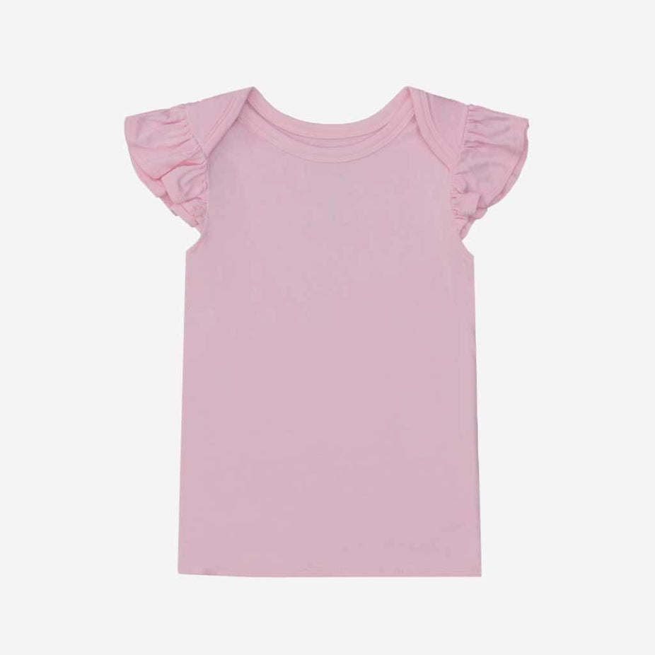 Pink Ruffled Cap Sleeve Shirt