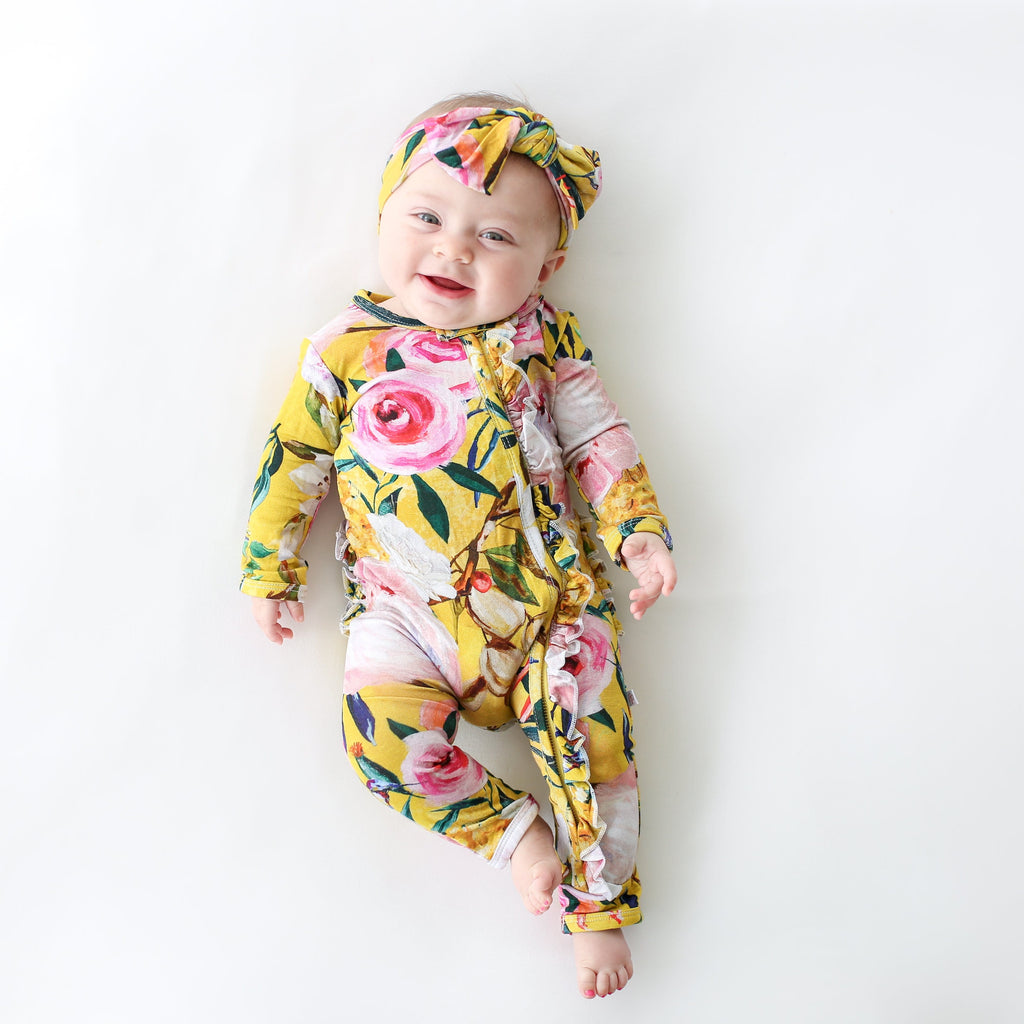 Tuscan Yellow Ruffled Zippered One Piece