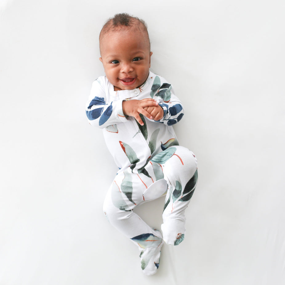 Silver Leaf Footie Zippered One Piece