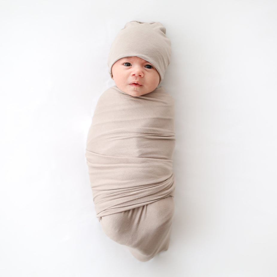 Taupe Swaddle Beanie Set