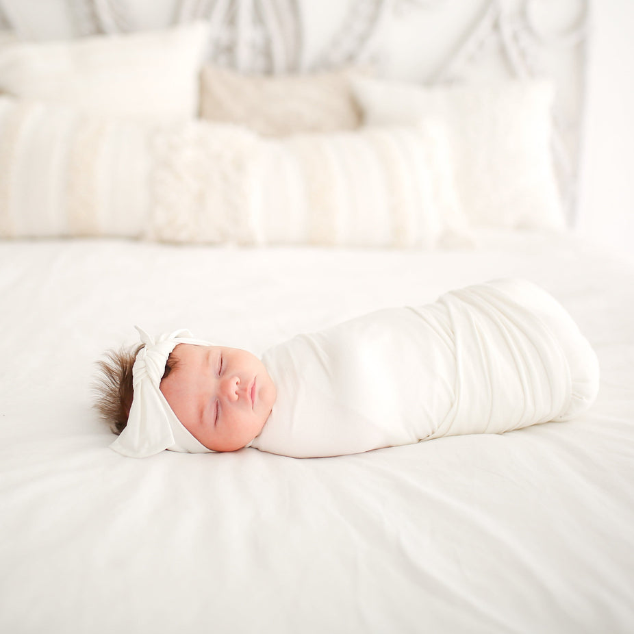 Off White Swaddle Headband Set