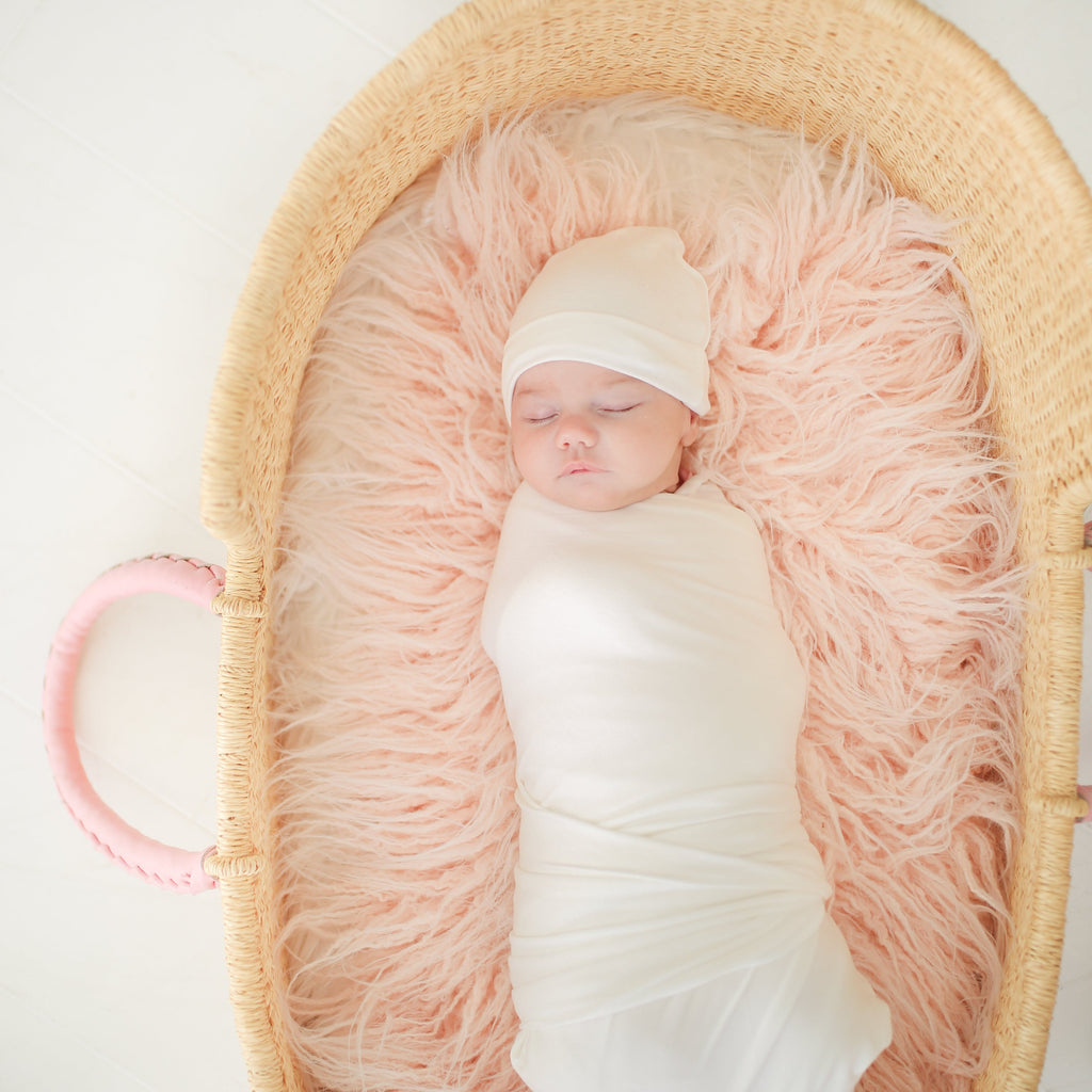 Off White Swaddle Beanie Set