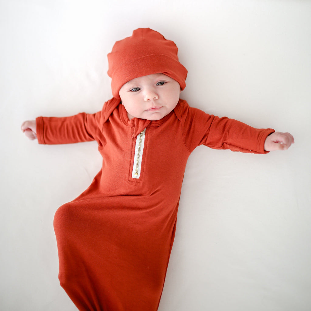 Rust Zippered Knotted Gown