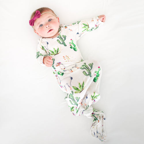 Llama Layette Knotted Gown