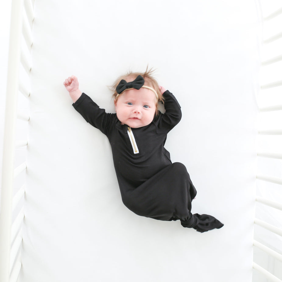 Black Zippered Knotted Gown