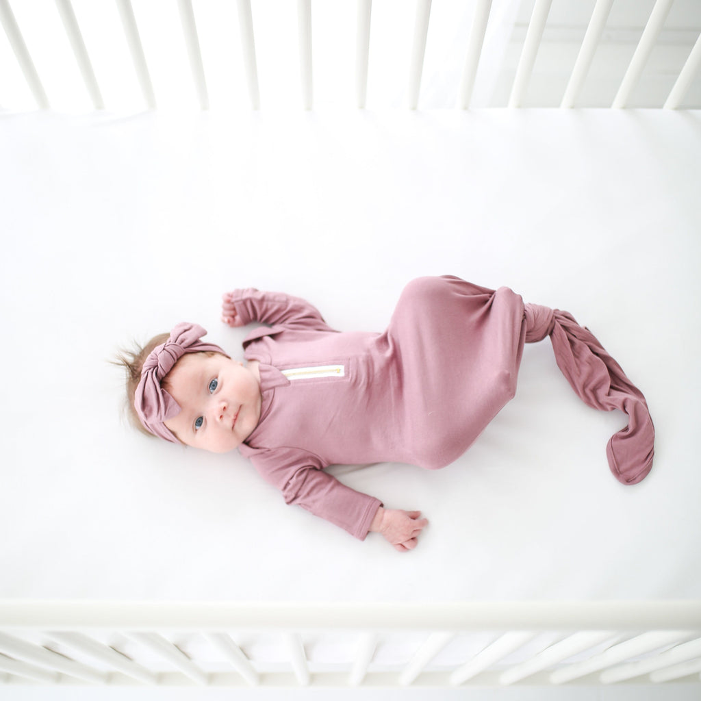 Dark Mauve Zippered Knotted Gown