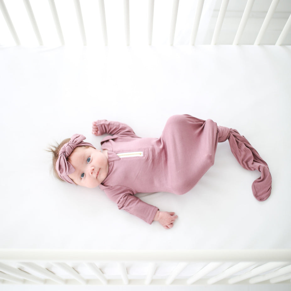 Dark Mauve Zippered Knotted Gown
